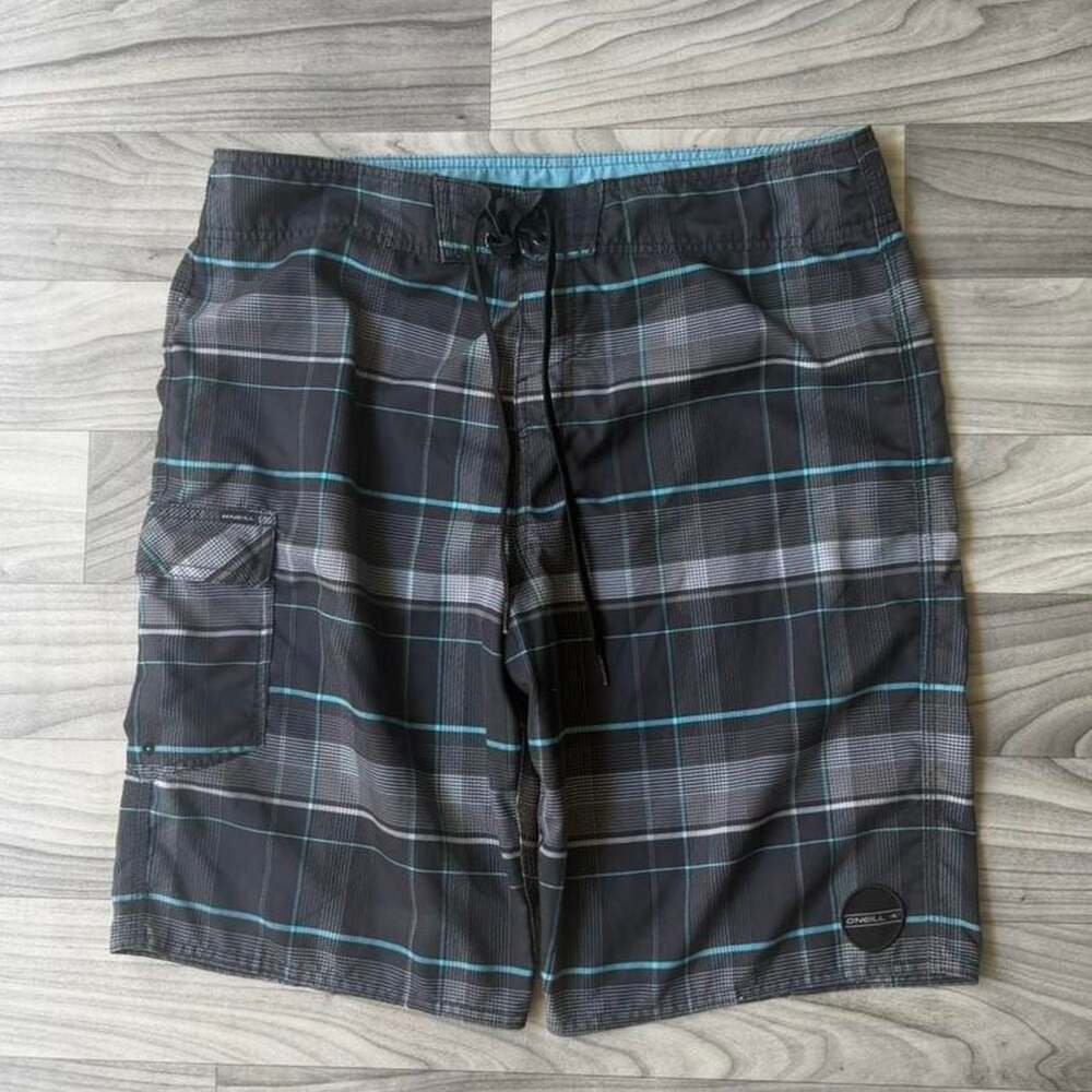 O'Neill Vintage Y2K Plaid Striped Surf Board Shorts Men's 34